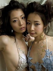 Two mouth watering asian beauties look delicious in lingerie